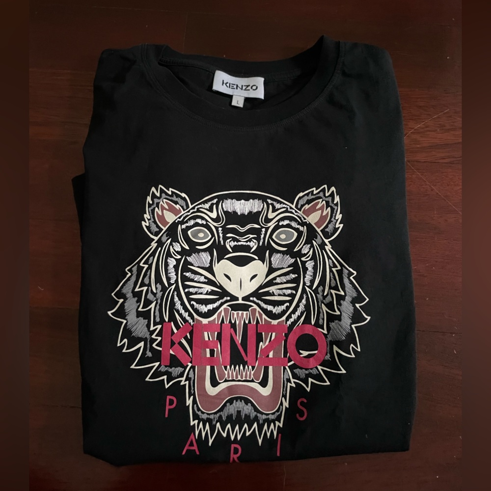 KENZO PINK TIGER BLACK T-SHIRT WORN ONCE SIZE L